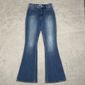 Lucky Brand Stevie High Rise Flare Jeans Women 4 27R Blue Denim Stretch Boho Alt